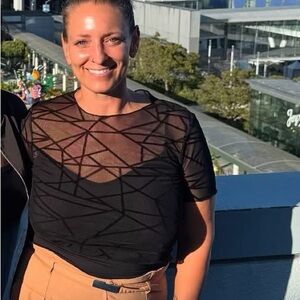 Geometric Sheer Black Top